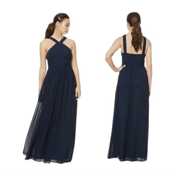 Bill Levkoff Dresses & Skirts - 🆑️CLEARANCE Bill Levkoff Formal Maxi Dress Navy Blue Cross-Strap Size 10 Sample